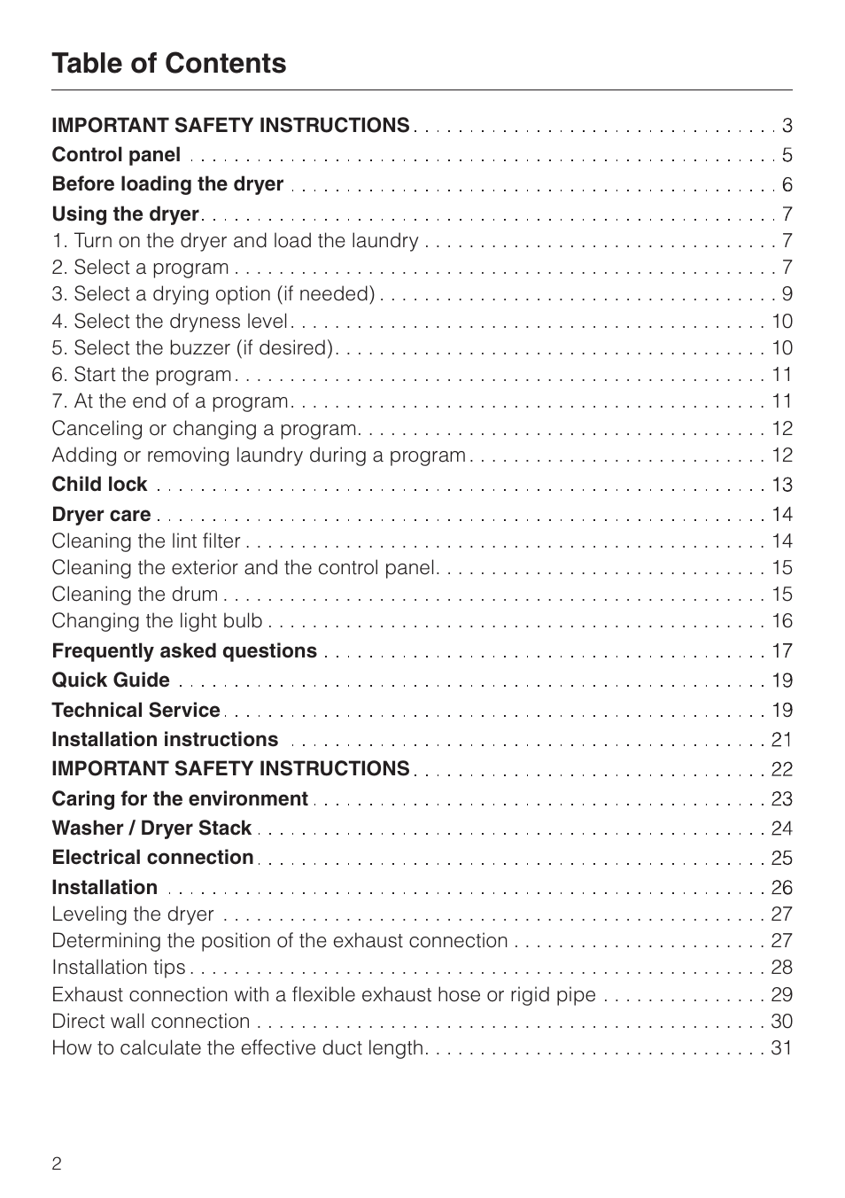 Miele TOUCHTRONIC T 1413 User Manual | Page 2 / 40