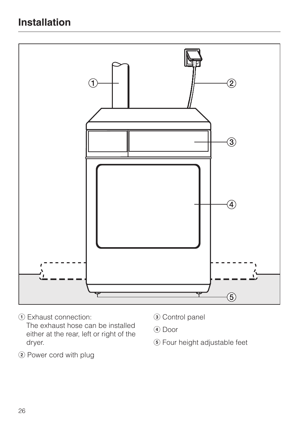 Installation 26, Installation | Miele TOUCHTRONIC T 1413 User Manual | Page 30 / 40