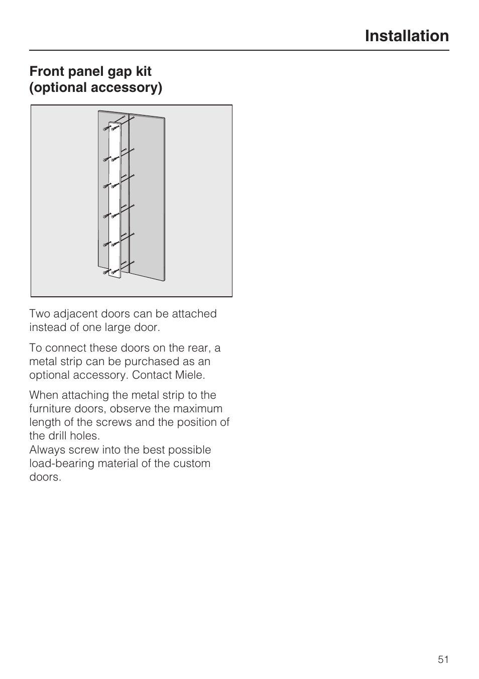 Installation | Miele F1801VI User Manual | Page 51 / 80