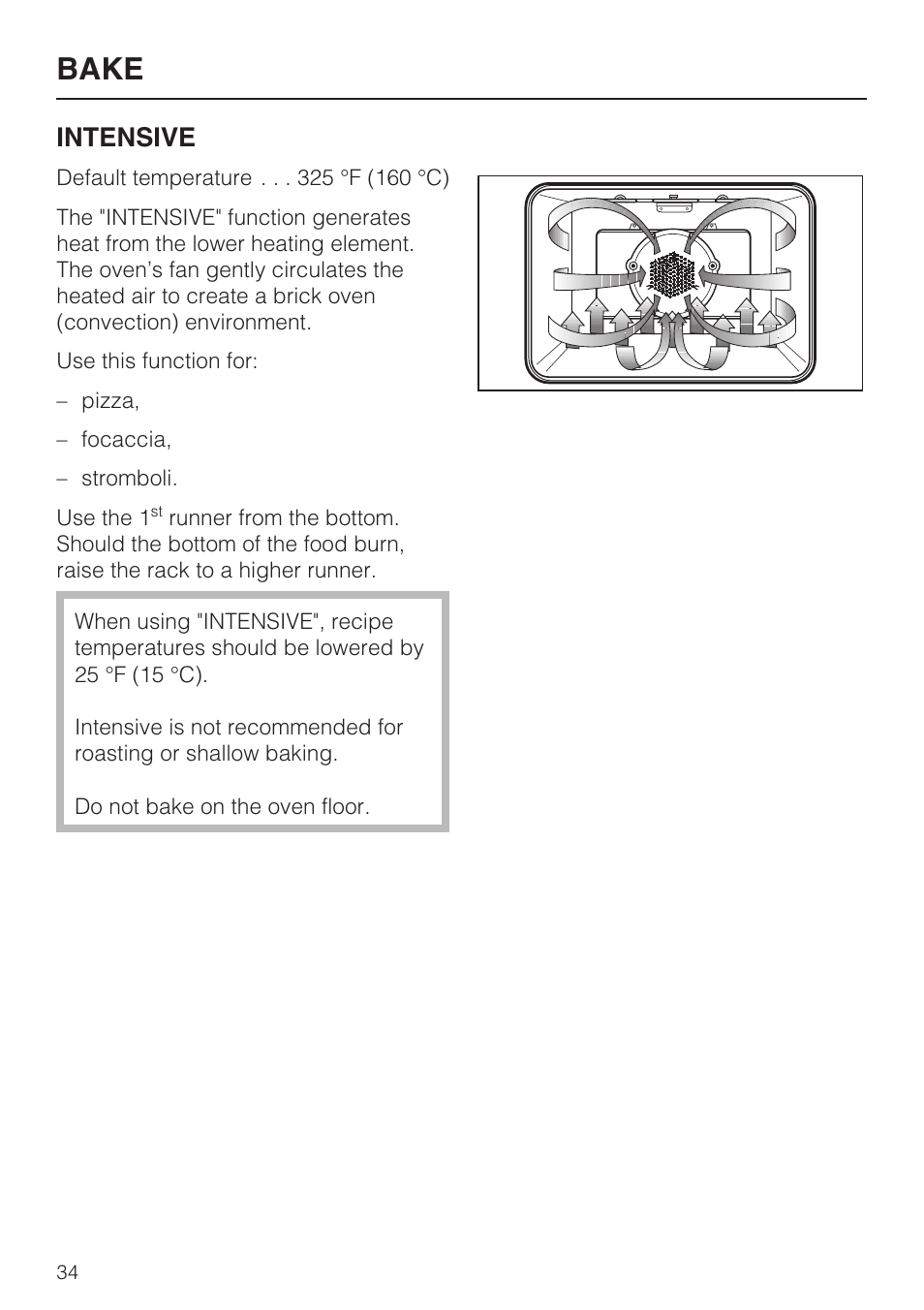 Bake, Intensive | Miele H4882BP User Manual | Page 34 / 80