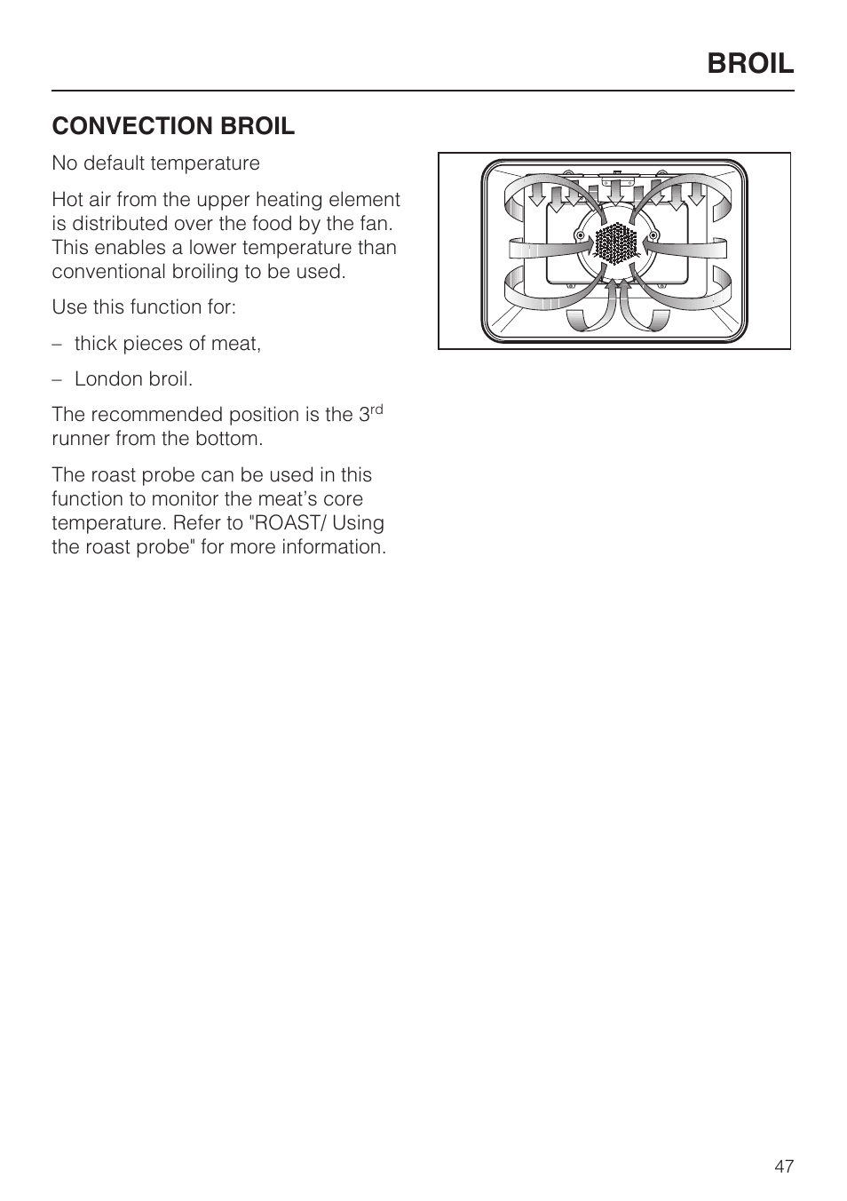 Broil, Convection broil | Miele H4882BP User Manual | Page 47 / 80