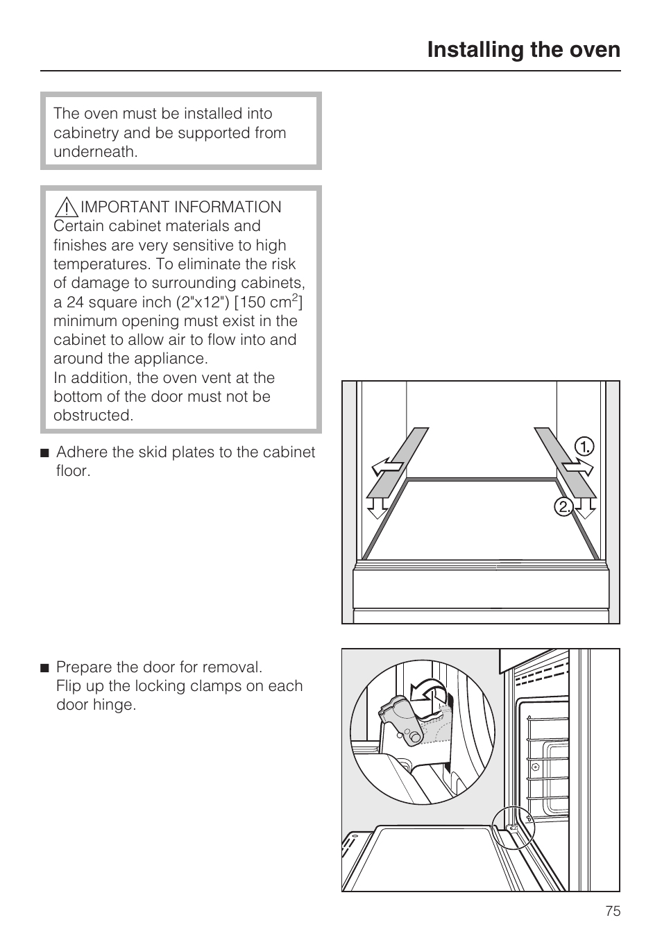 Installing the oven 75, Installing the oven | Miele H4882BP User Manual | Page 75 / 80