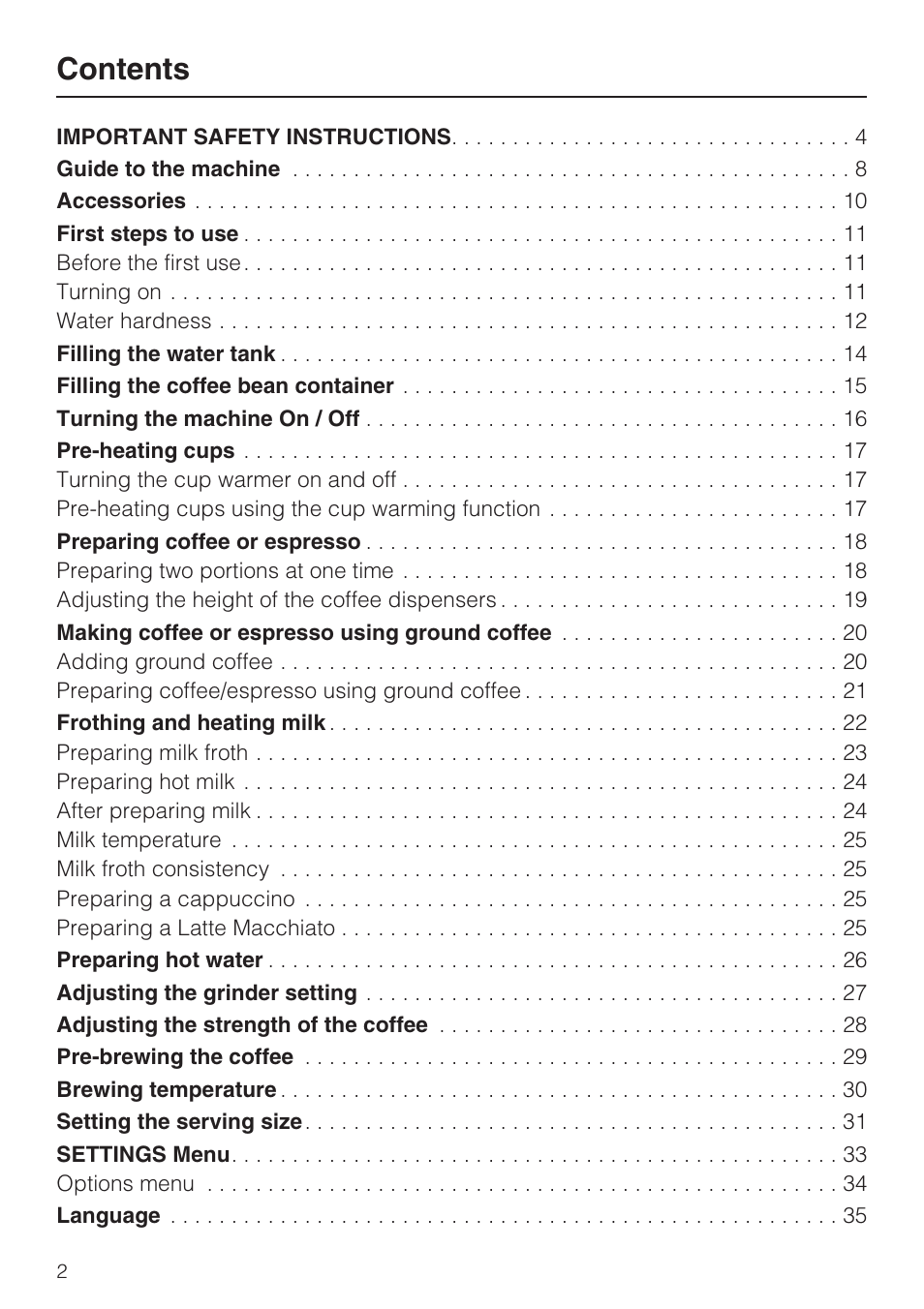 Miele CM 5100 User Manual | Page 2 / 76