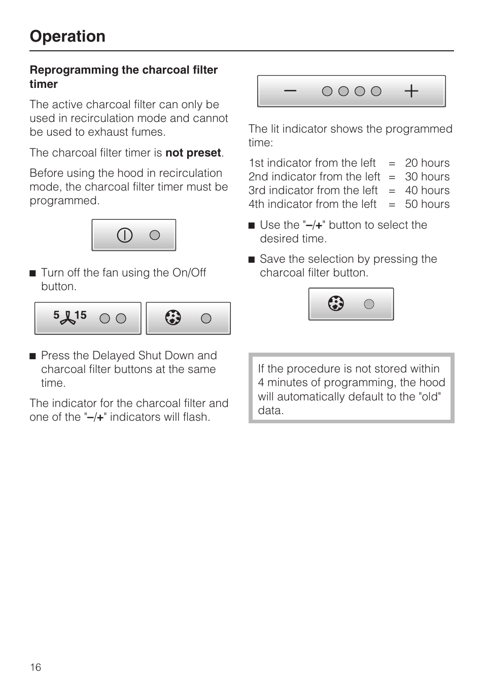 Operation | Miele DA 5391 W User Manual | Page 16 / 40