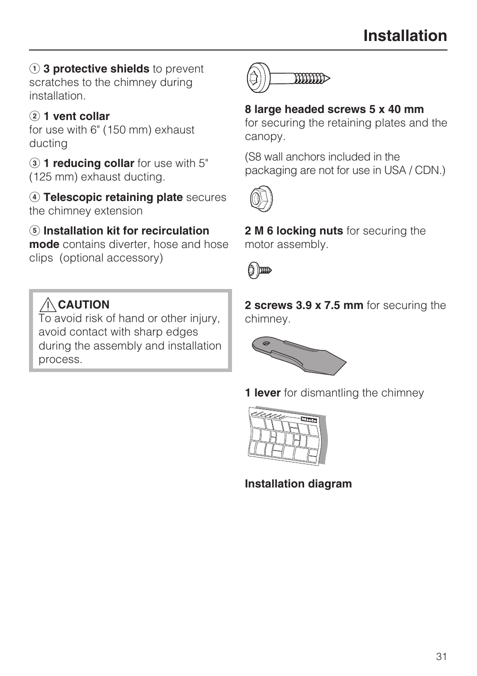 Installation | Miele DA 5391 W User Manual | Page 31 / 40