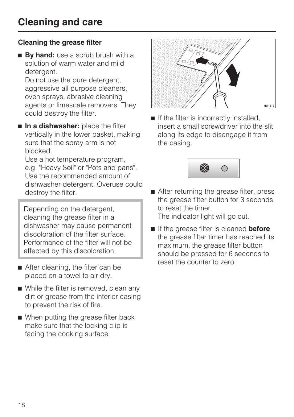 Cleaning and care | Miele DA5321D User Manual | Page 18 / 32