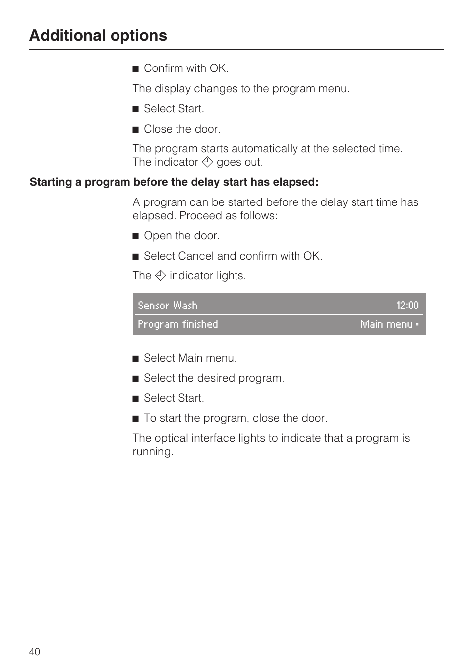 Additional options | Miele G 2872 User Manual | Page 40 / 80