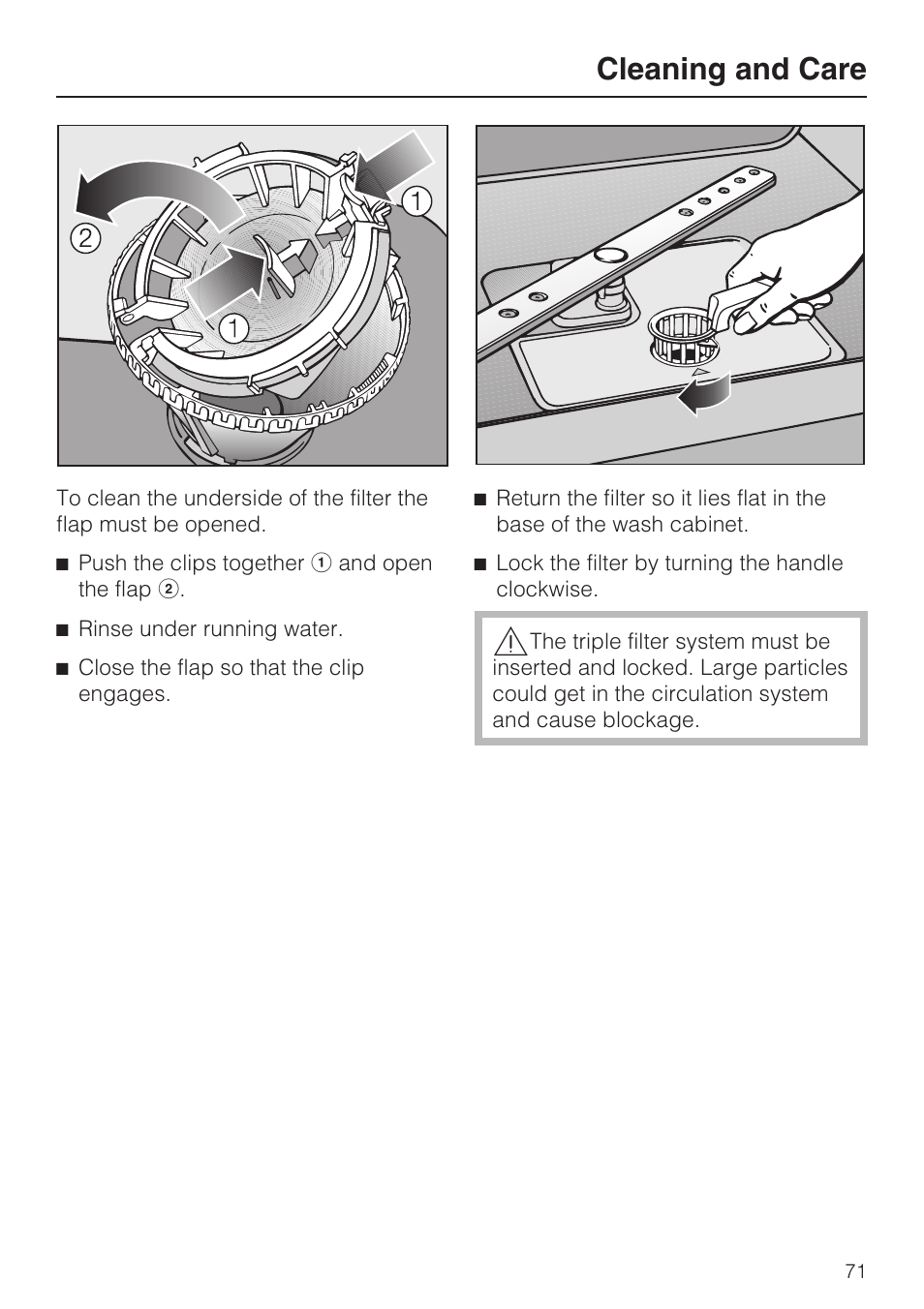 Cleaning and care | Miele G 2872 User Manual | Page 71 / 80