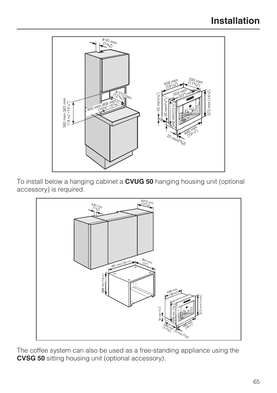 Installation | Miele CVA 2652 User Manual | Page 65 / 72
