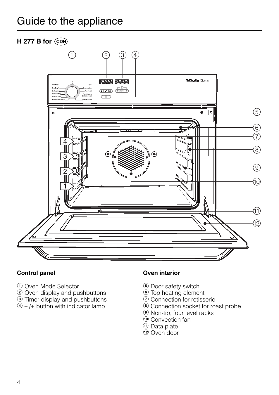 Guide to the appliance | Miele H 277 B User Manual | Page 4 / 60