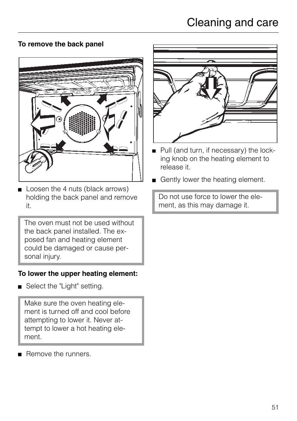 Cleaning and care | Miele H 277 B User Manual | Page 51 / 60