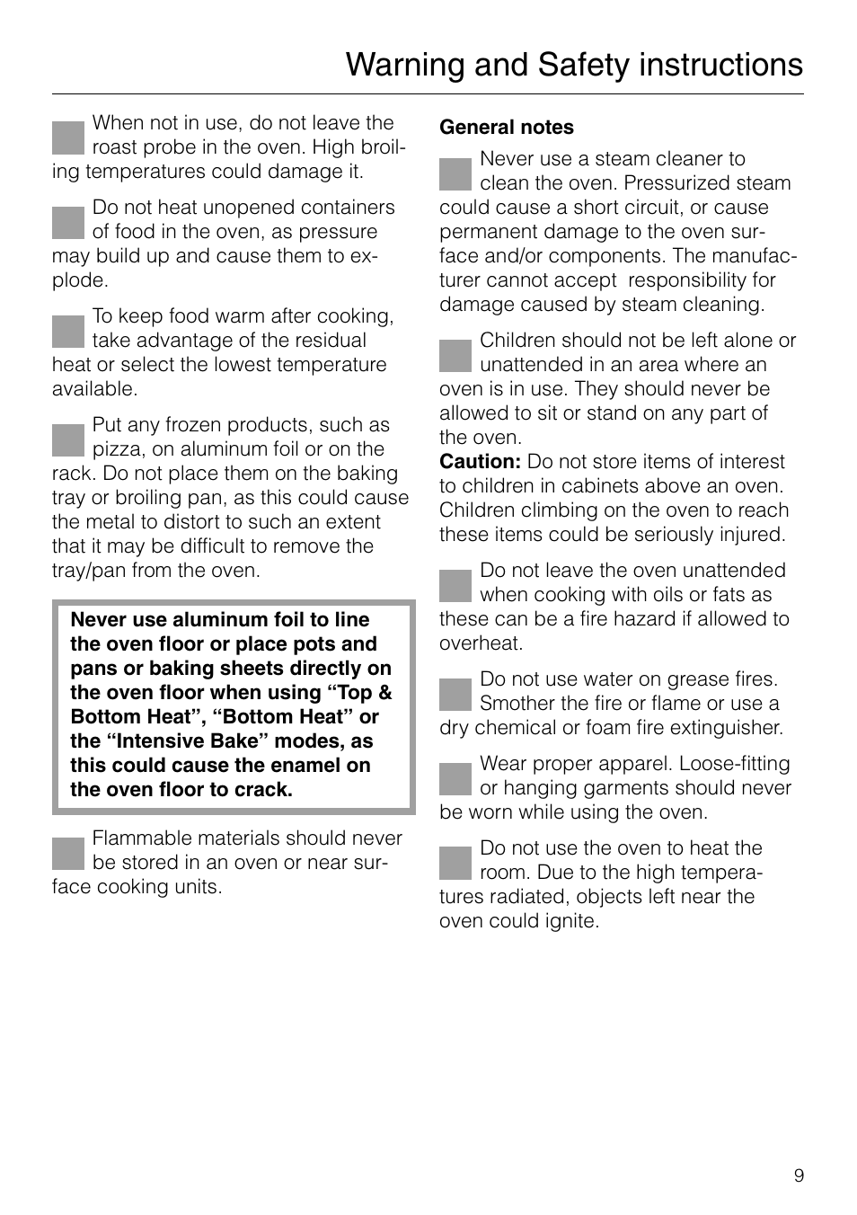 Warning and safety instructions | Miele H 277 B User Manual | Page 9 / 60