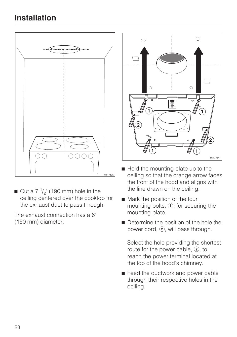 Installation | Miele DA 220-4 User Manual | Page 28 / 40