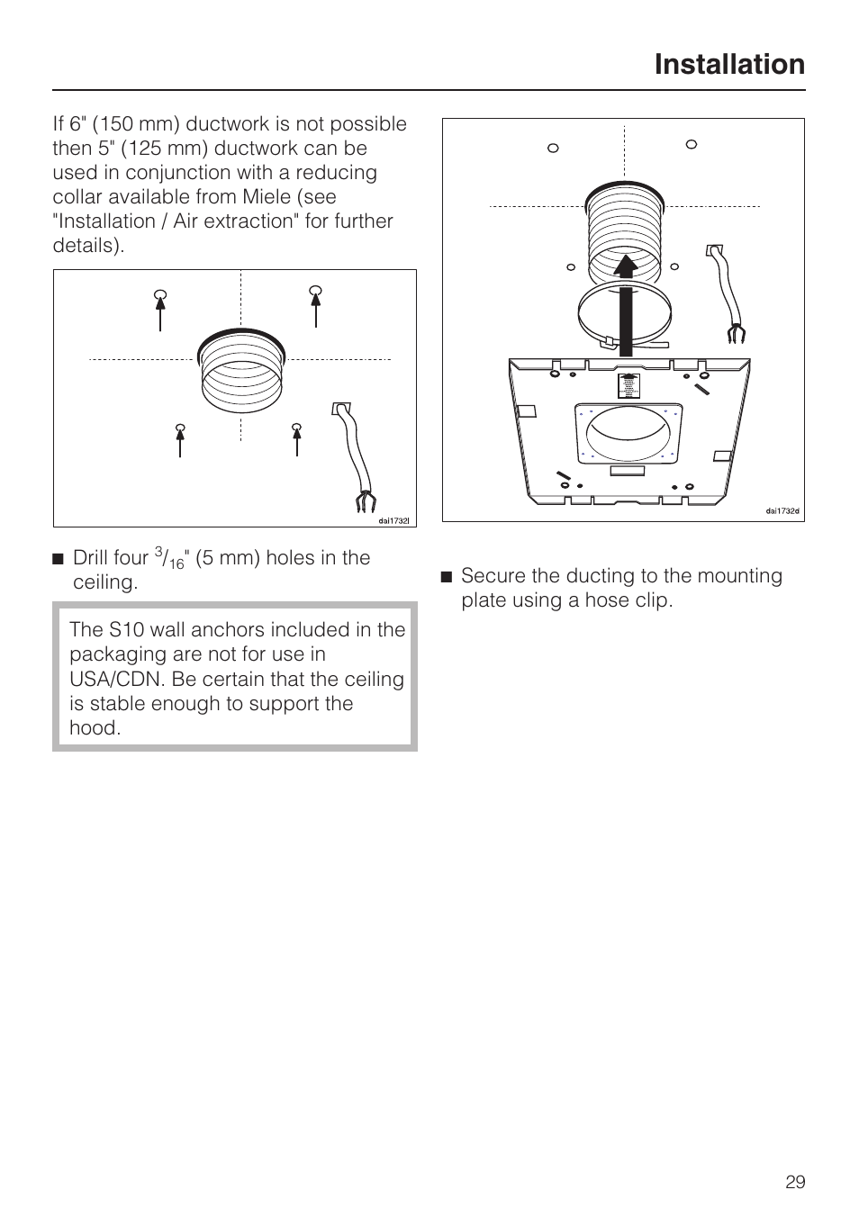 Installation | Miele DA 220-4 User Manual | Page 29 / 40