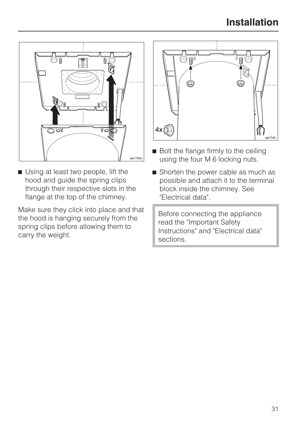 Installation | Miele DA 220-4 User Manual | Page 31 / 40