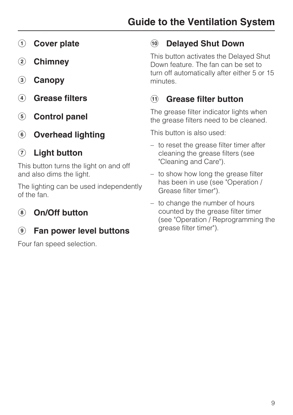 Guide to the ventilation system | Miele DA 220-4 User Manual | Page 9 / 40