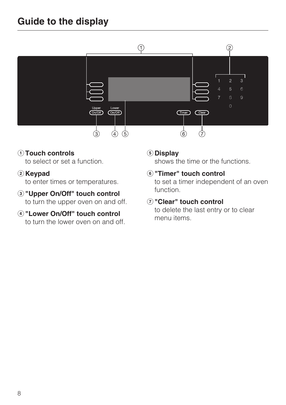 Guide to the display 8, Guide to the display | Miele H4890BP2 User Manual | Page 8 / 80