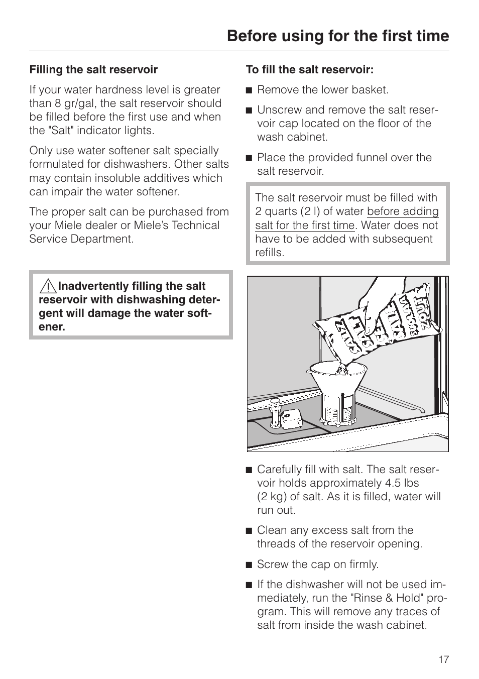 Before using for the first time | Miele G 832 SC User Manual | Page 17 / 48