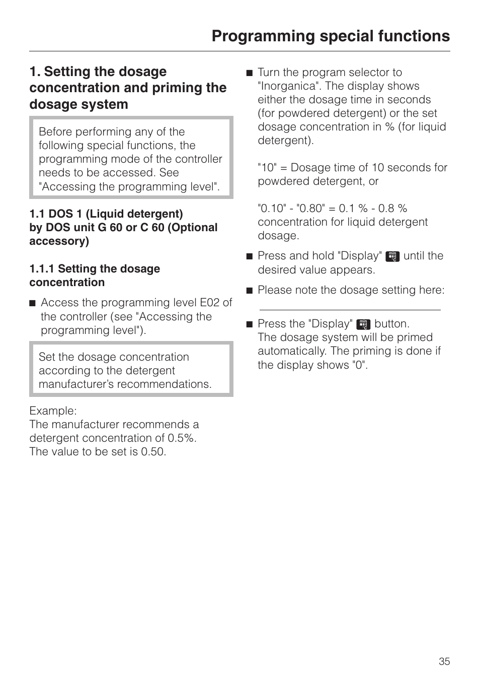 Programming special functions | Miele G 7883 User Manual | Page 35 / 64