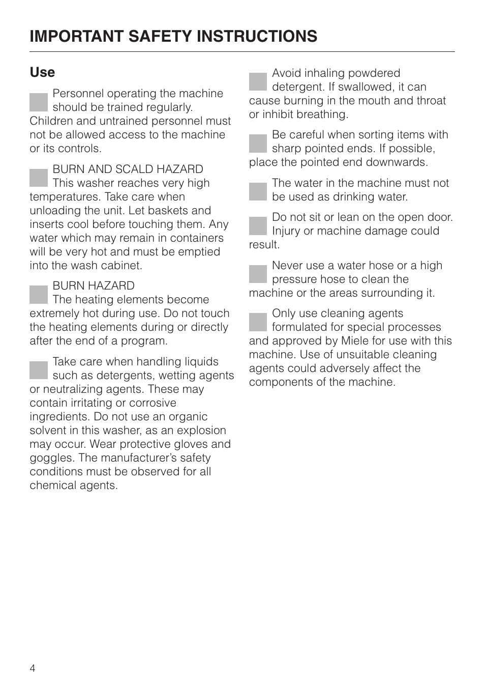 Important safety instructions | Miele G 7883 User Manual | Page 4 / 64