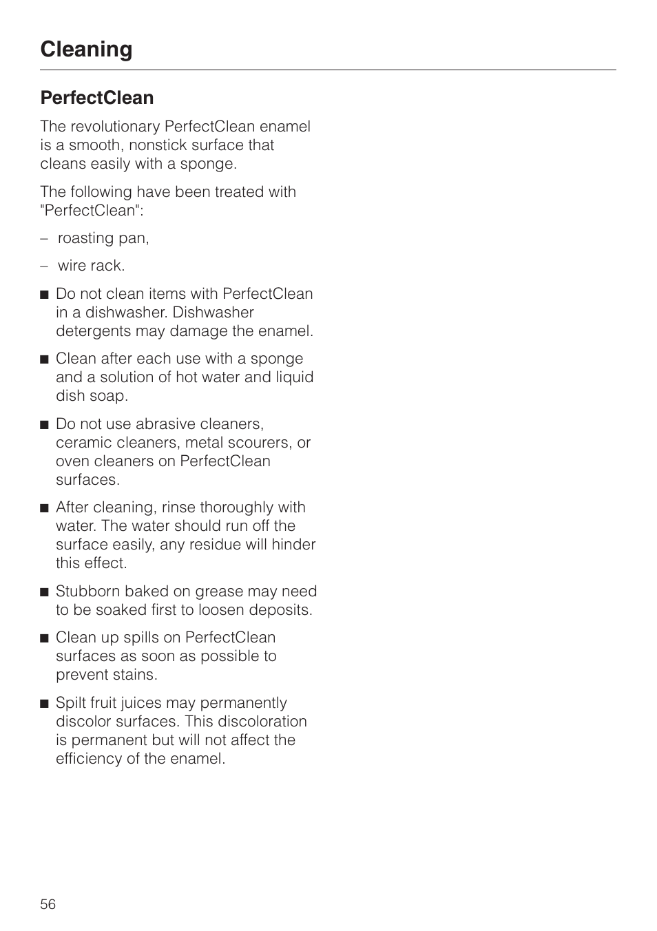 Perfectclean 56, Cleaning, Perfectclean | Miele H4880BP User Manual | Page 56 / 76