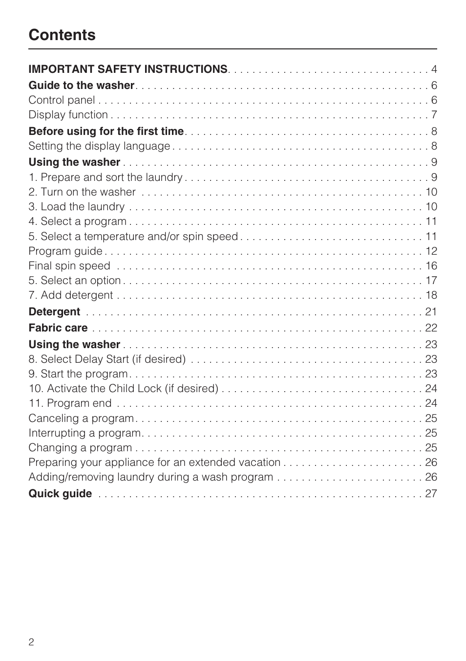 Miele W3035 User Manual | Page 2 / 56