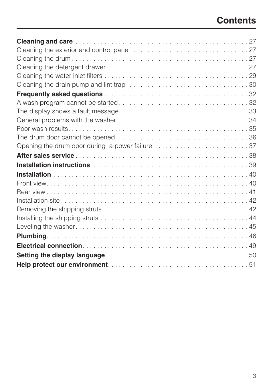 Miele W3035 User Manual | Page 3 / 56