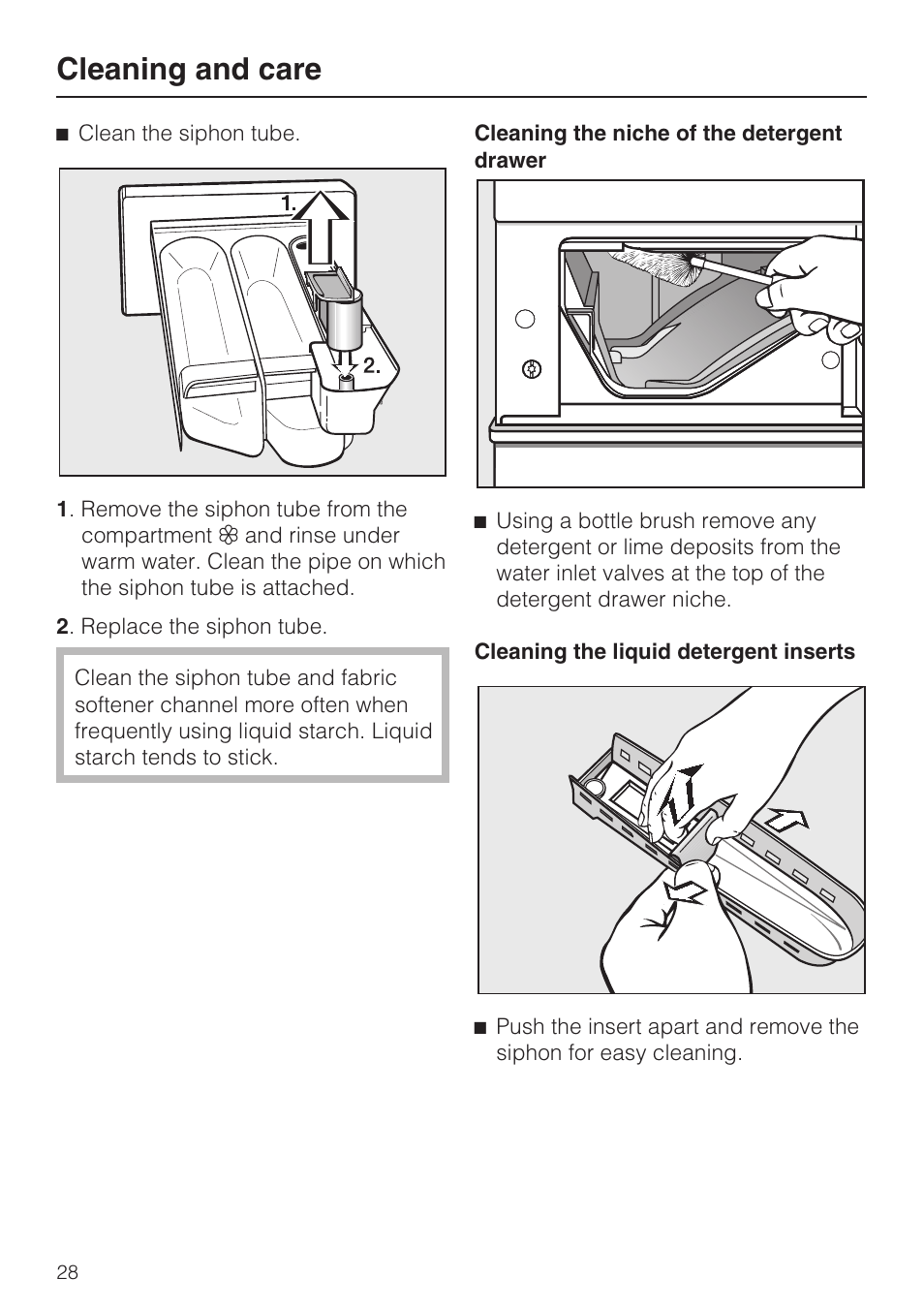 Cleaning and care | Miele W3035 User Manual | Page 32 / 56