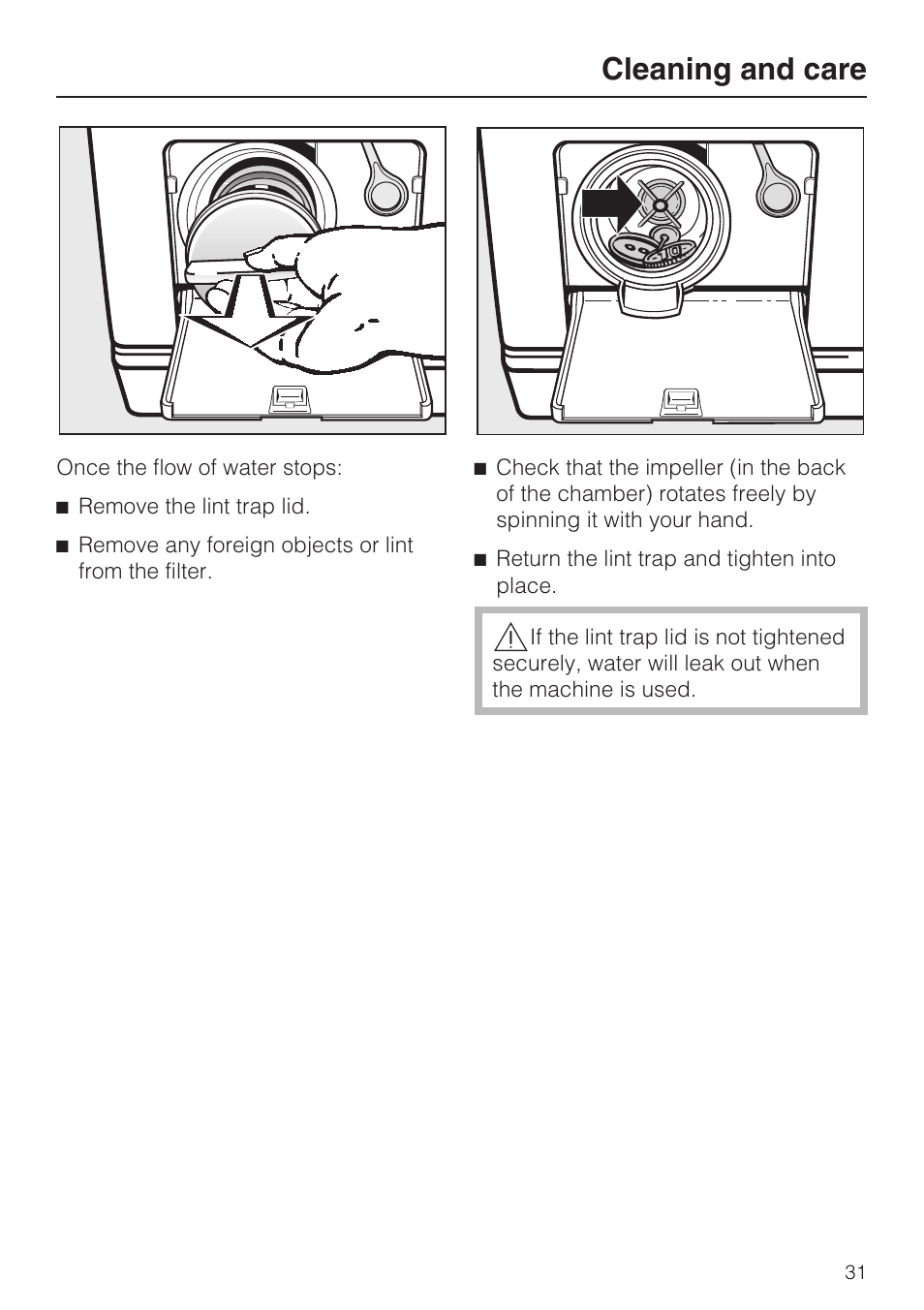 Cleaning and care | Miele W3035 User Manual | Page 35 / 56