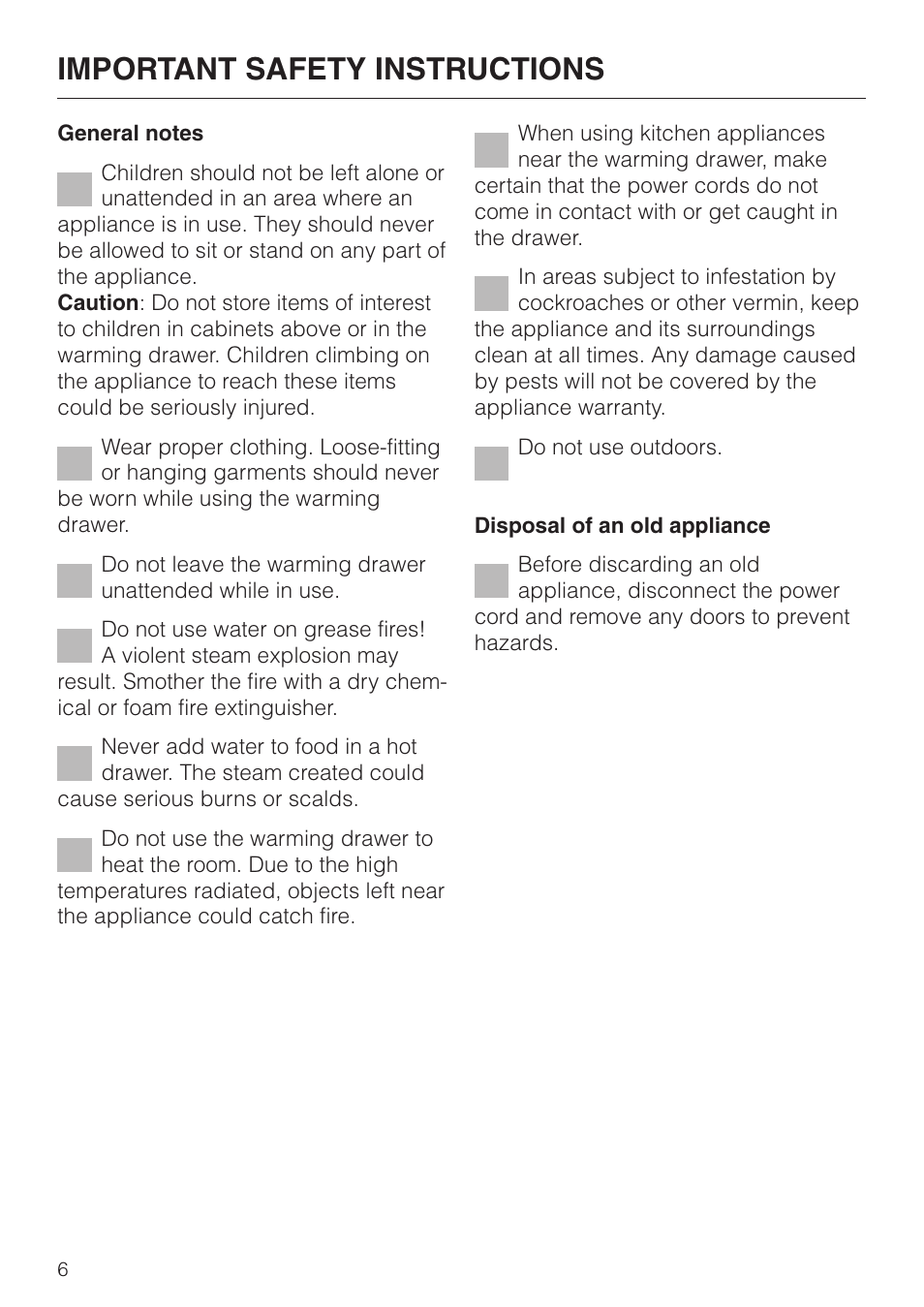 Important safety instructions | Miele ESW700-25 User Manual | Page 6 / 32