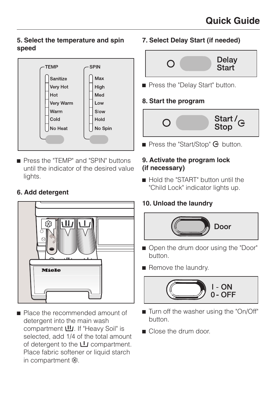 Quick guide | Miele SOFTTRONIC W 1215 User Manual | Page 29 / 56
