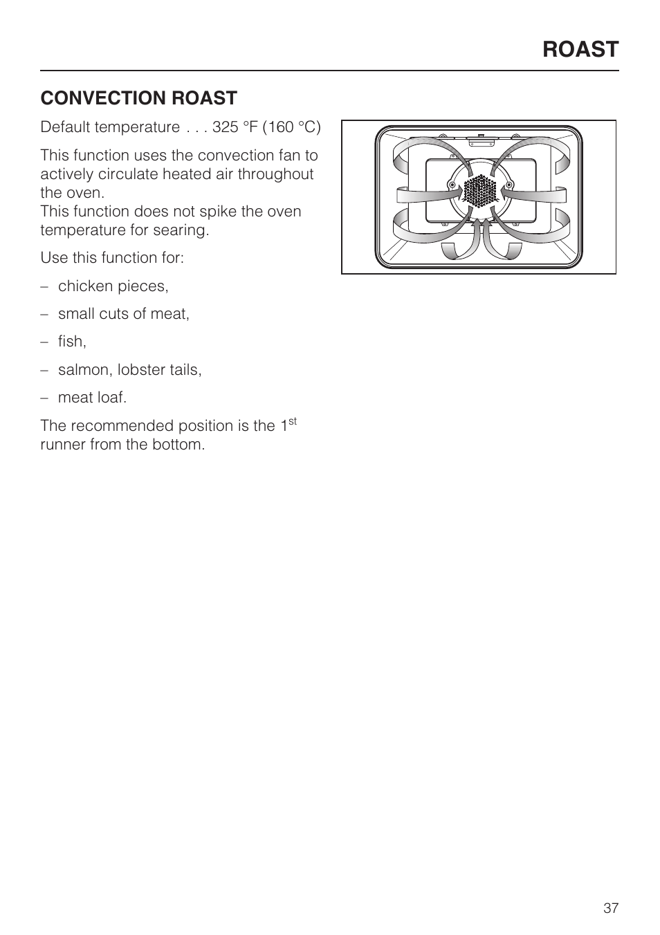 Roast, Convection roast | Miele H4890B2 User Manual | Page 37 / 76