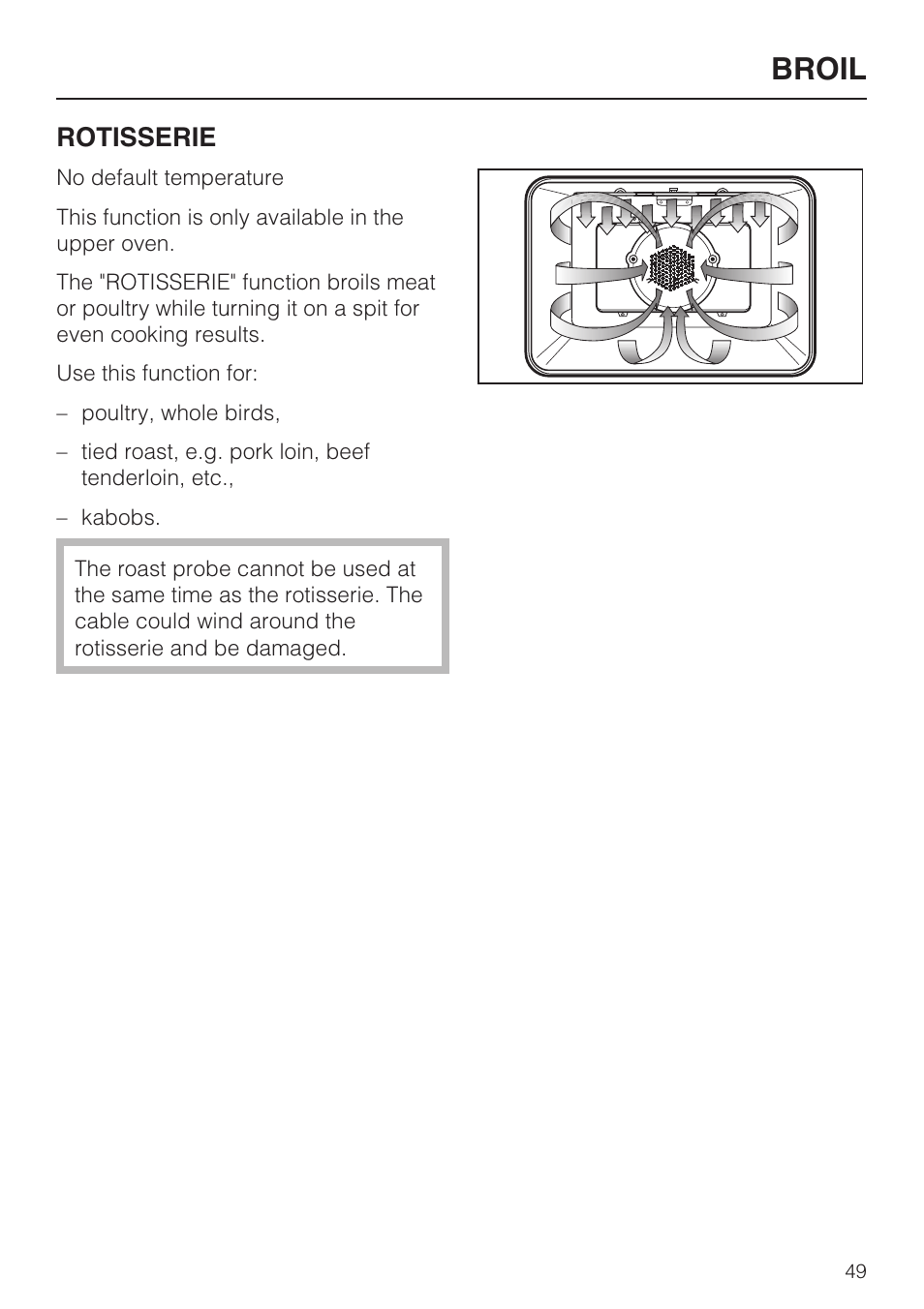 Broil, Rotisserie | Miele H4890B2 User Manual | Page 49 / 76
