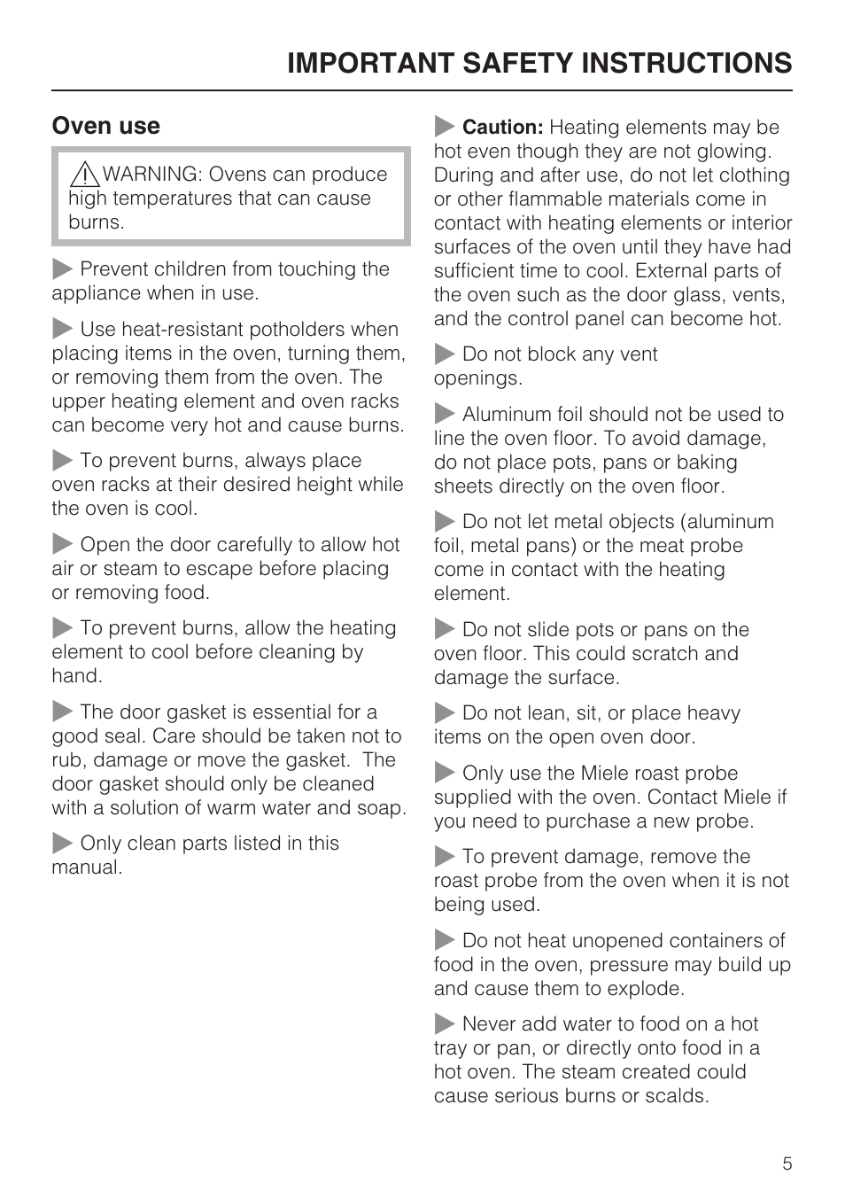 Important safety instructions | Miele H4890B2 User Manual | Page 5 / 76