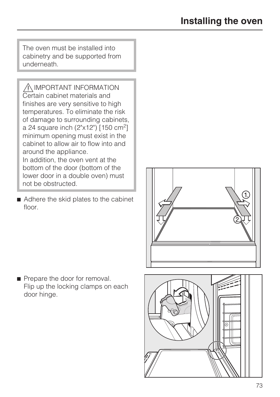 Installing the oven 73, Installing the oven | Miele H4890B2 User Manual | Page 73 / 76