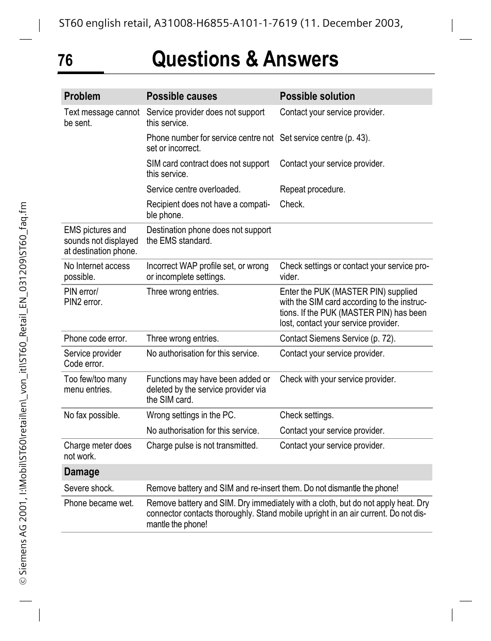 Questions & answers | Siemens ST60 User Manual | Page 76 / 89