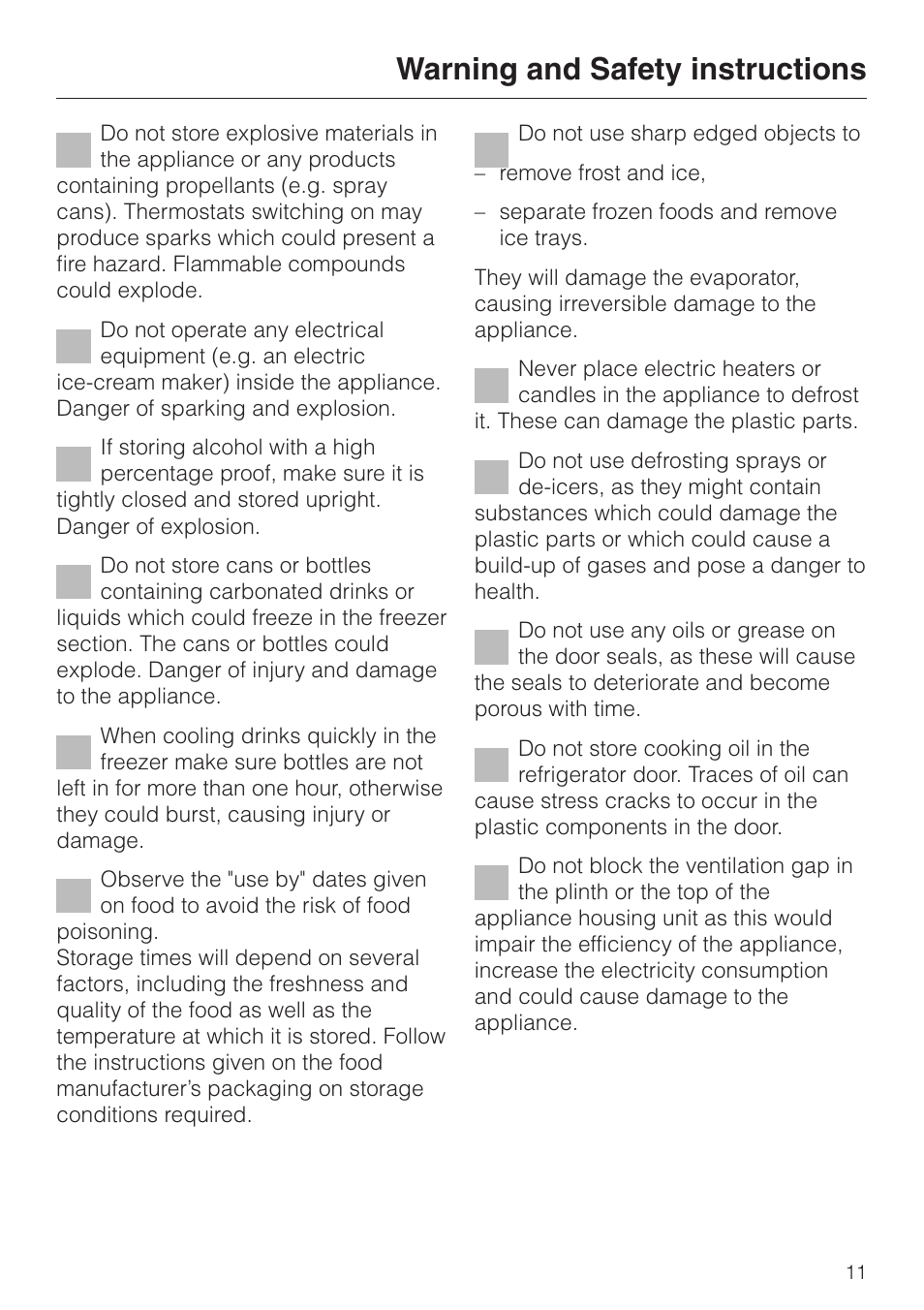 Warning and safety instructions | Miele KF 9757 iD User Manual | Page 11 / 64