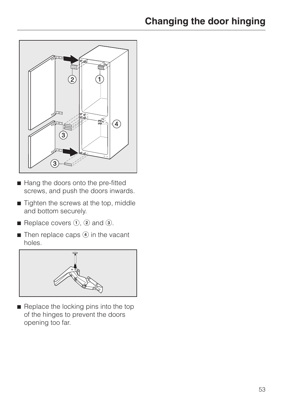 Changing the door hinging | Miele KF 9757 iD User Manual | Page 53 / 64