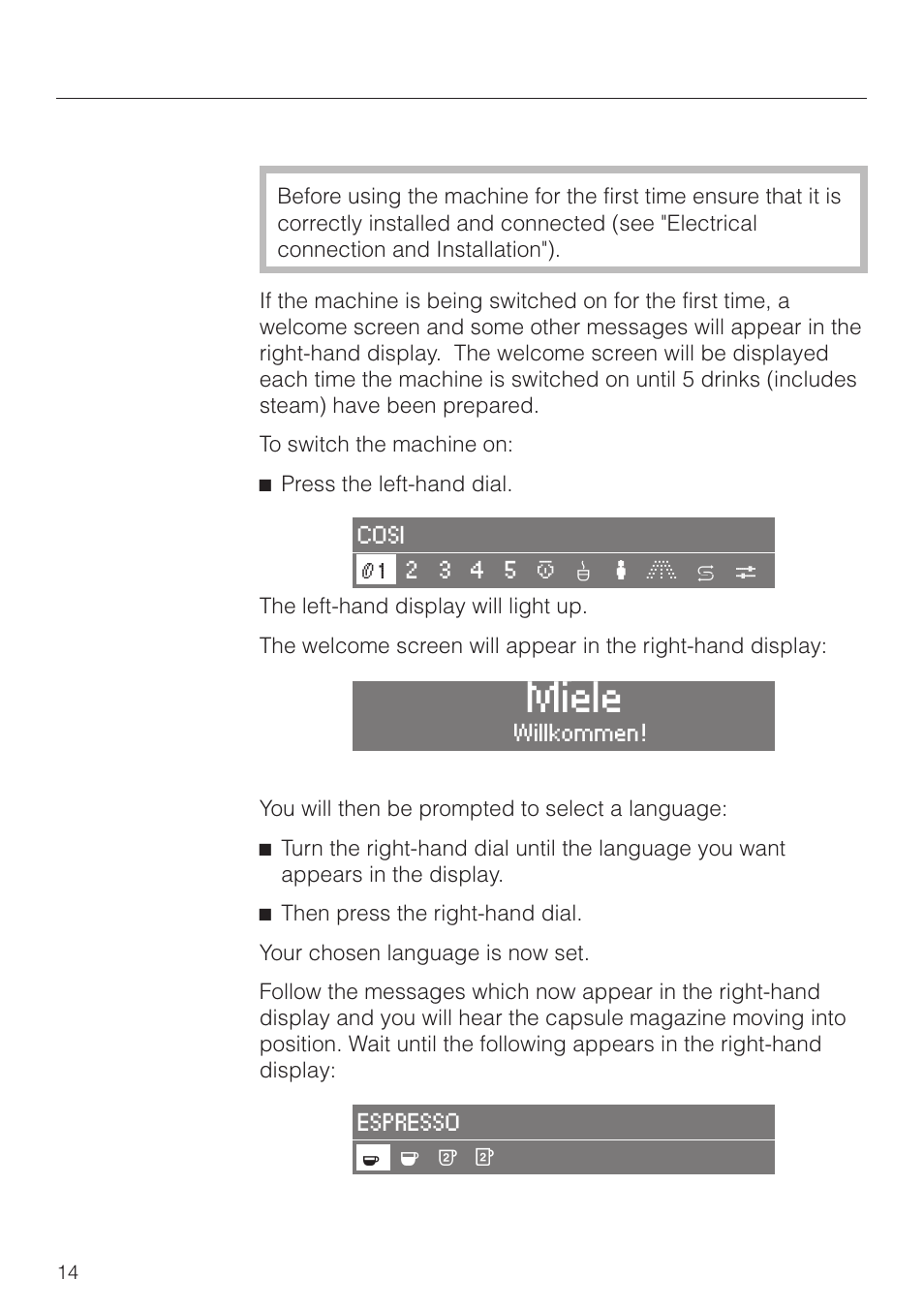 Before using for the first time 14, Míele, A brief overview of the controls | Before using for the first time | Miele CVA 2660 User Manual | Page 14 / 88