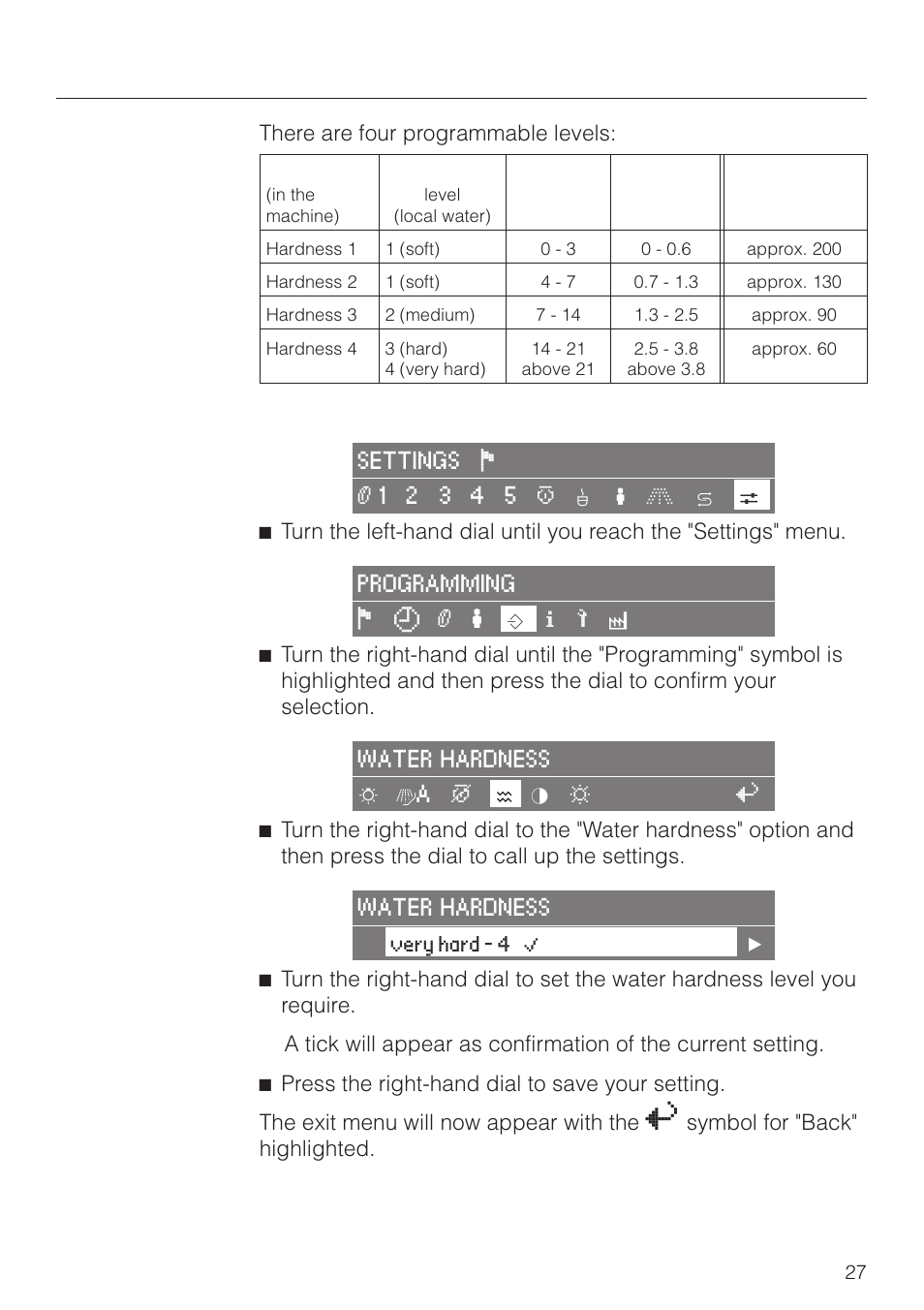 Settings: customising your machine | Miele CVA 2660 User Manual | Page 27 / 88