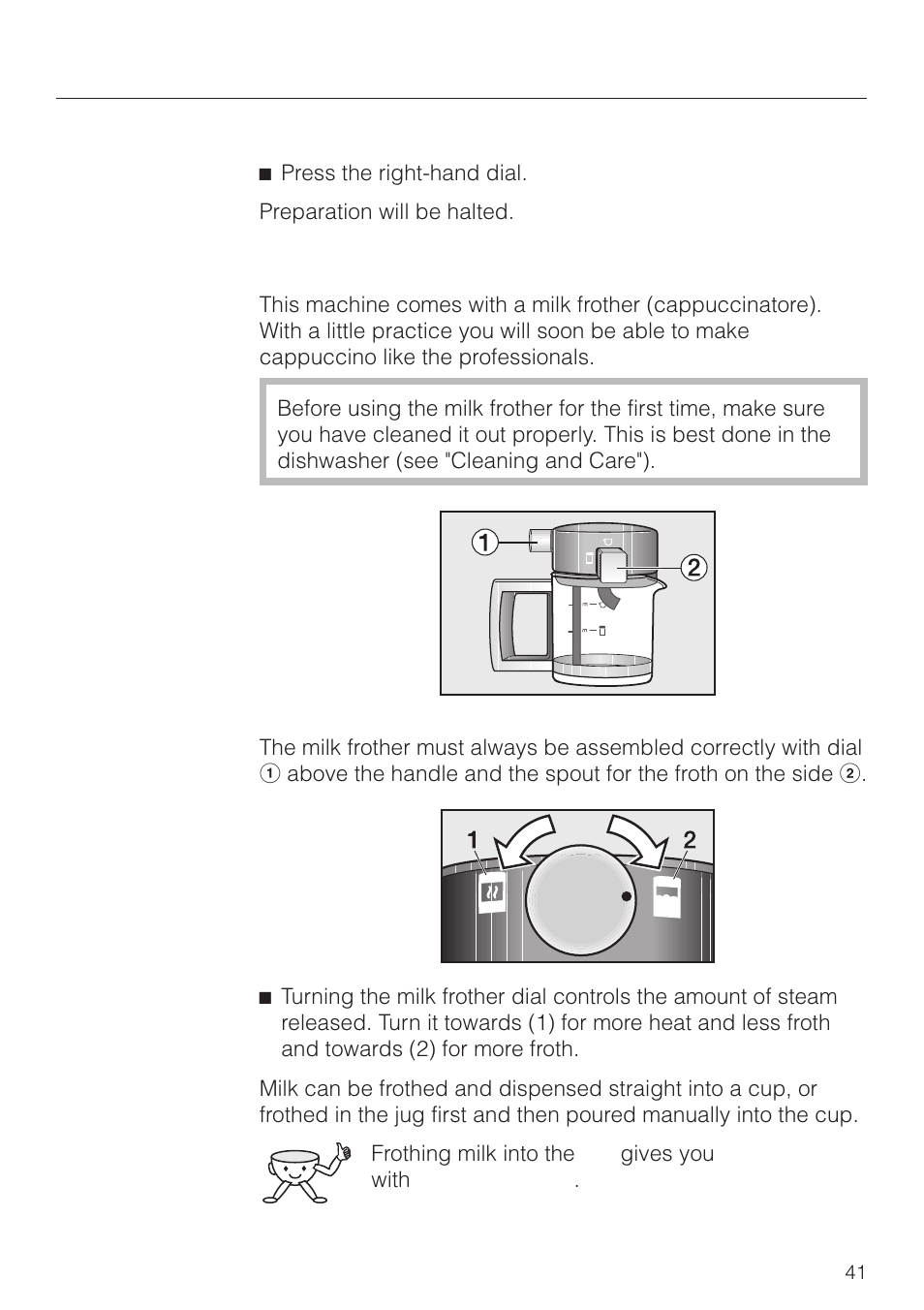 Cappuccino 41, Making coffee, Cappuccino | Miele CVA 2660 User Manual | Page 41 / 88