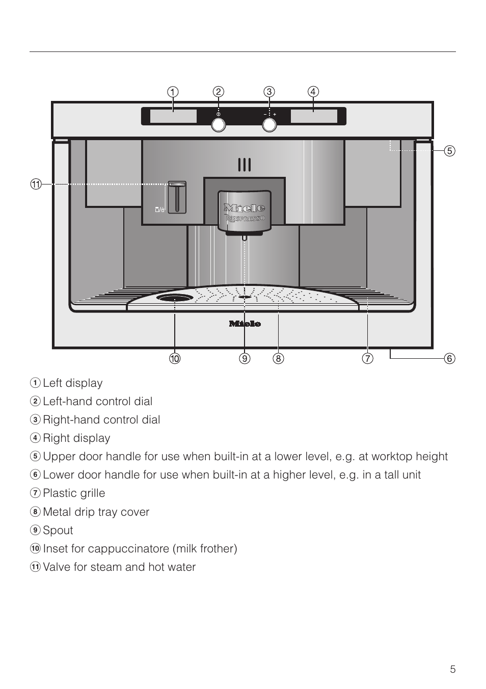 Guide to the machine 5, Guide to the machine | Miele CVA 2660 User Manual | Page 5 / 88