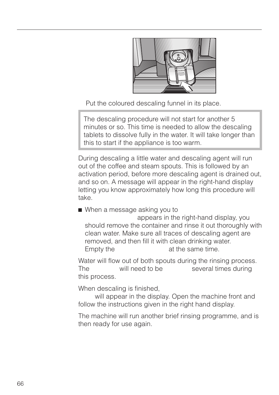 Descaling the machine | Miele CVA 2660 User Manual | Page 66 / 88