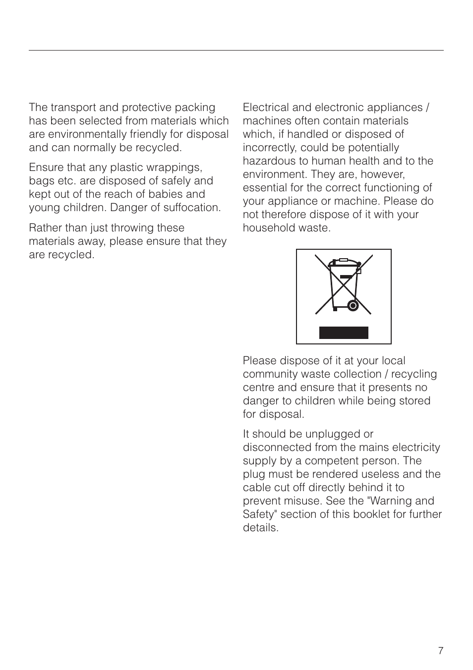 Caring for the environment 7, Caring for the environment | Miele CVA 2660 User Manual | Page 7 / 88