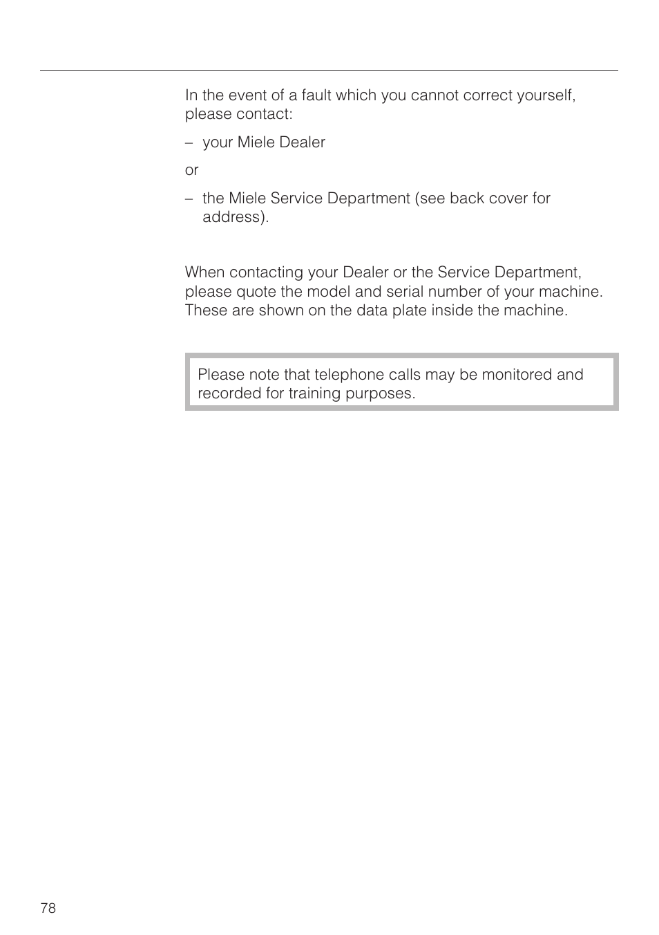 After sales service 78, After sales service | Miele CVA 2660 User Manual | Page 78 / 88