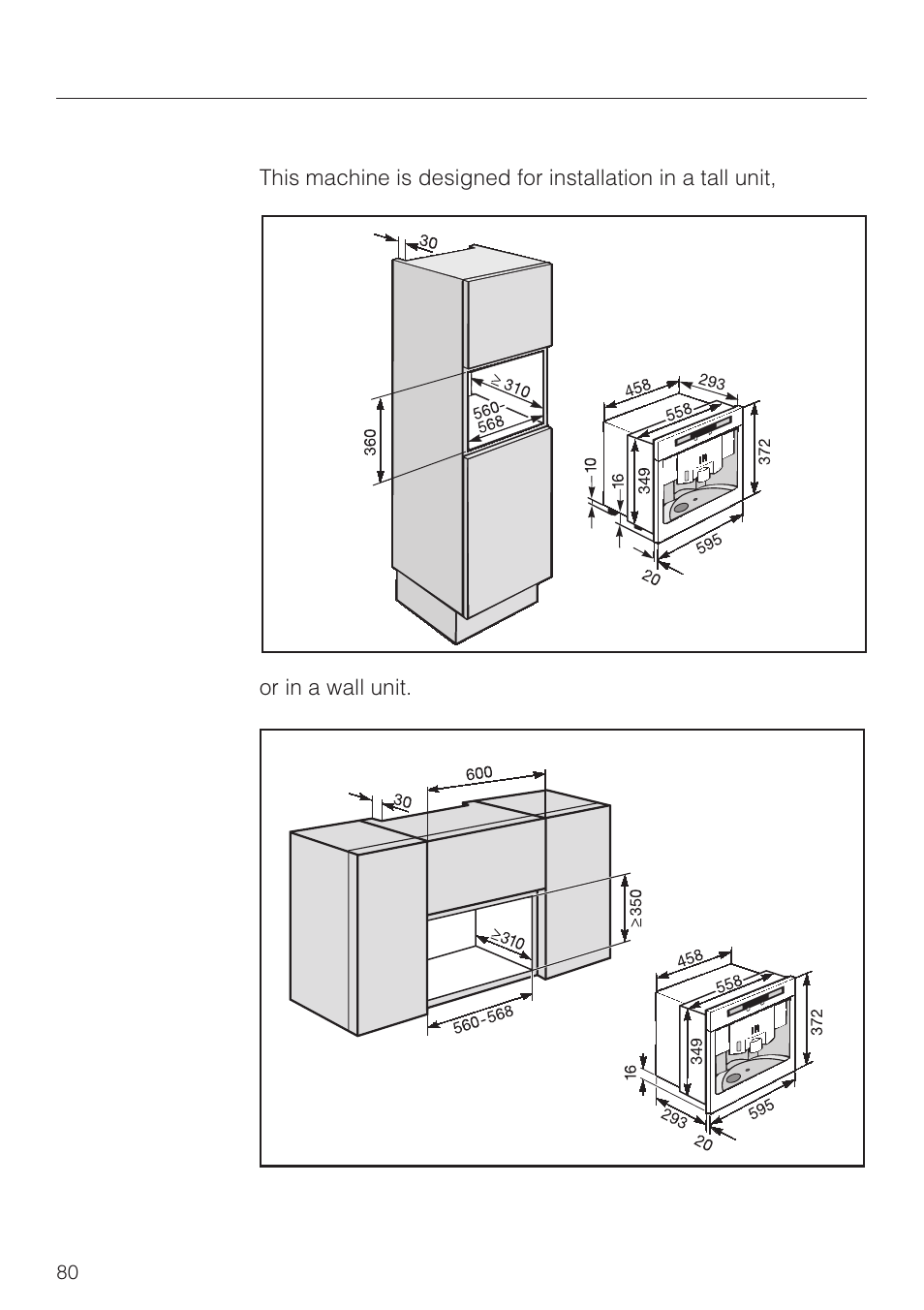 Installation 80, Building-in options 80, Installation | Miele CVA 2660 User Manual | Page 80 / 88