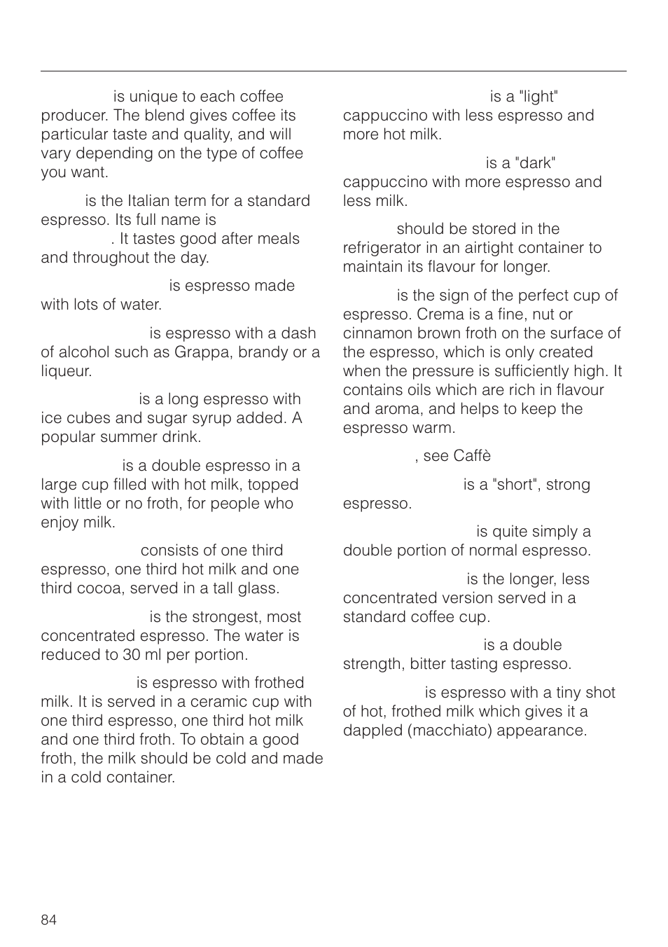 Glossary 84, Glossary | Miele CVA 2660 User Manual | Page 84 / 88