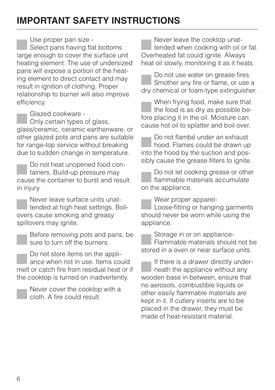 Important safety instructions | Miele KM 443 User Manual | Page 6 / 28