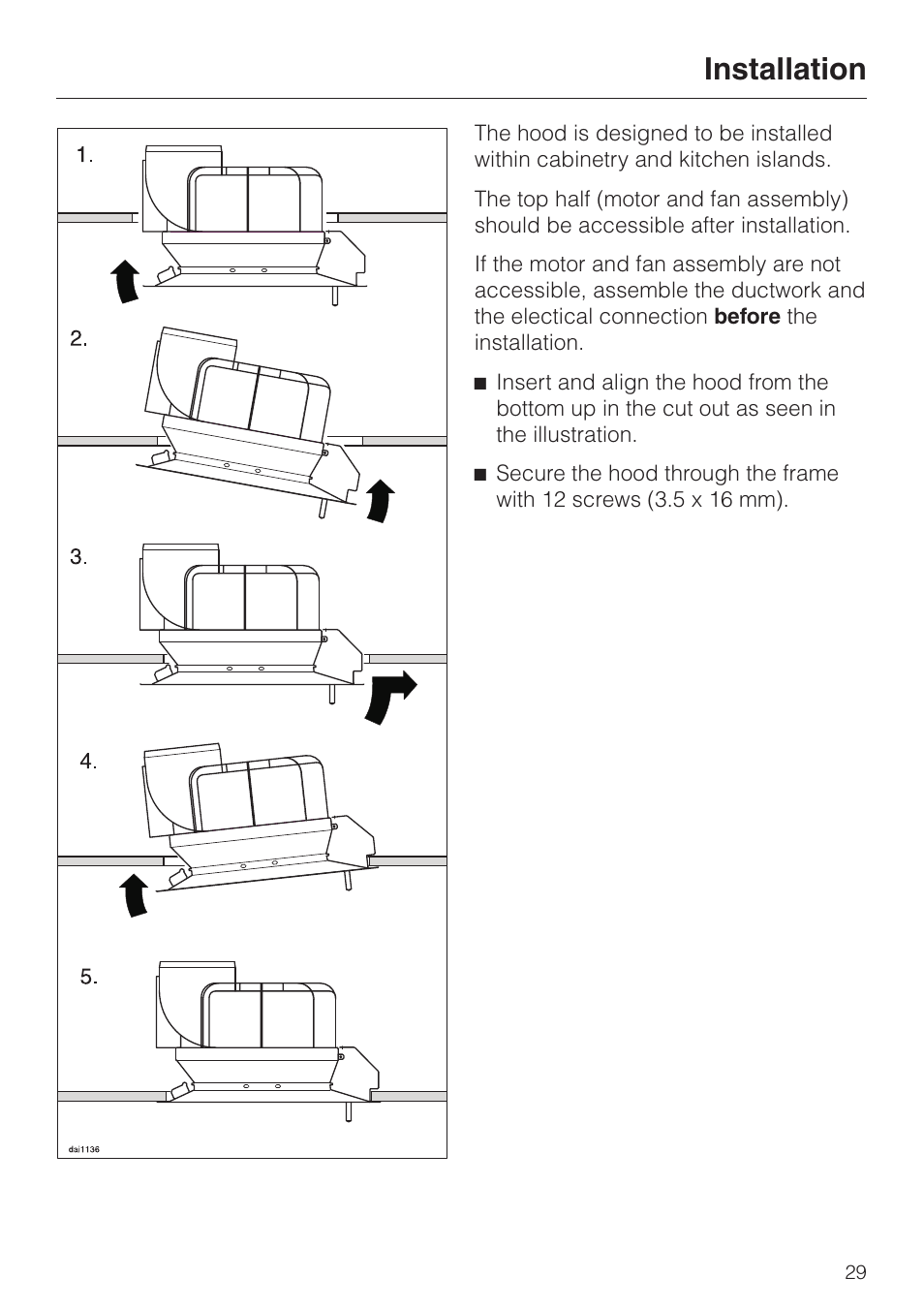 Installation | Miele DA 362-75 User Manual | Page 29 / 40