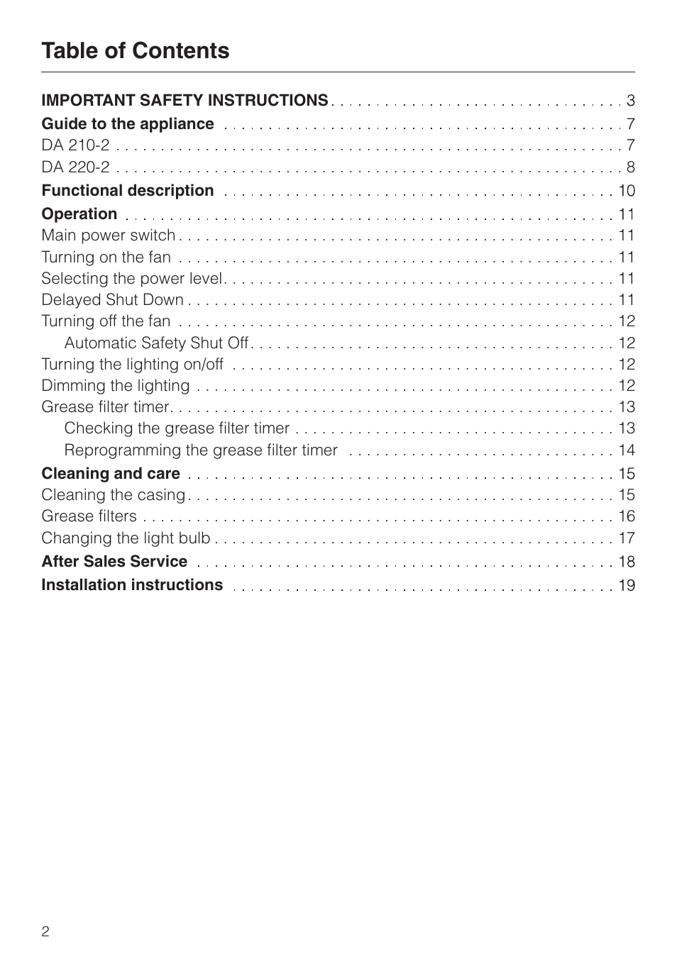 Miele DA210-3 User Manual | Page 2 / 36